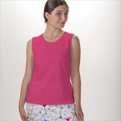 Pink Sleeveless Crew Neck Top