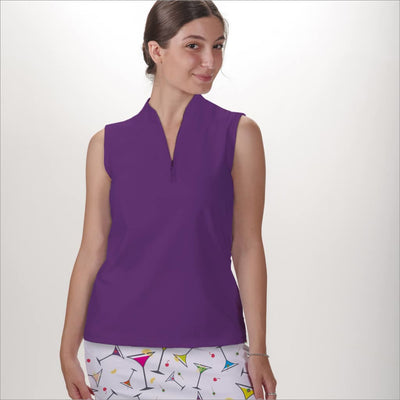 SLEEVELESS QUARTER ZIP TOP - xs / Purple - Shirts & Tops