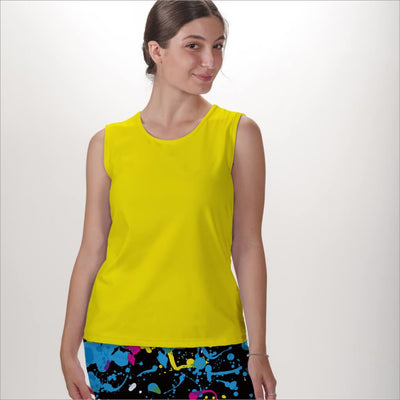 Yellow Sleeveless Crew Neck Top