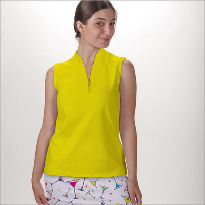 SLEEVELESS QUARTER ZIP TOP - xs / Yellow - Shirts & Tops