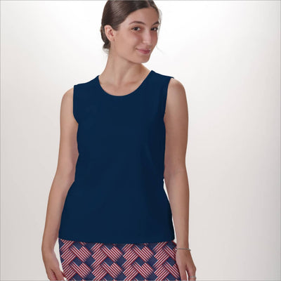 SLEEVELESS CREW NECK TOP - Navy / xs - Shirts & Tops