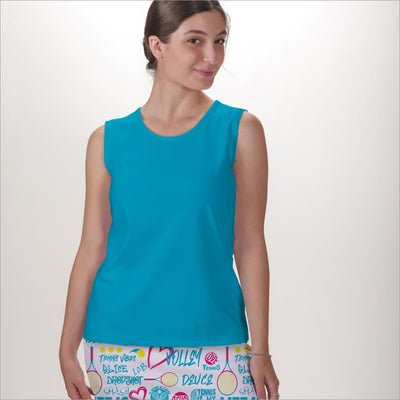 SLEEVELESS CREW NECK TOP - Aqua / xs - Shirts & Tops