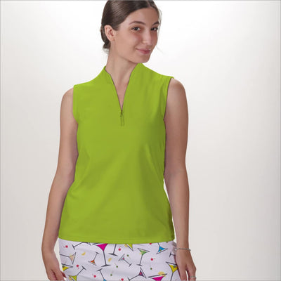 SLEEVELESS QUARTER ZIP TOP - Lime / xs - Shirts & Tops