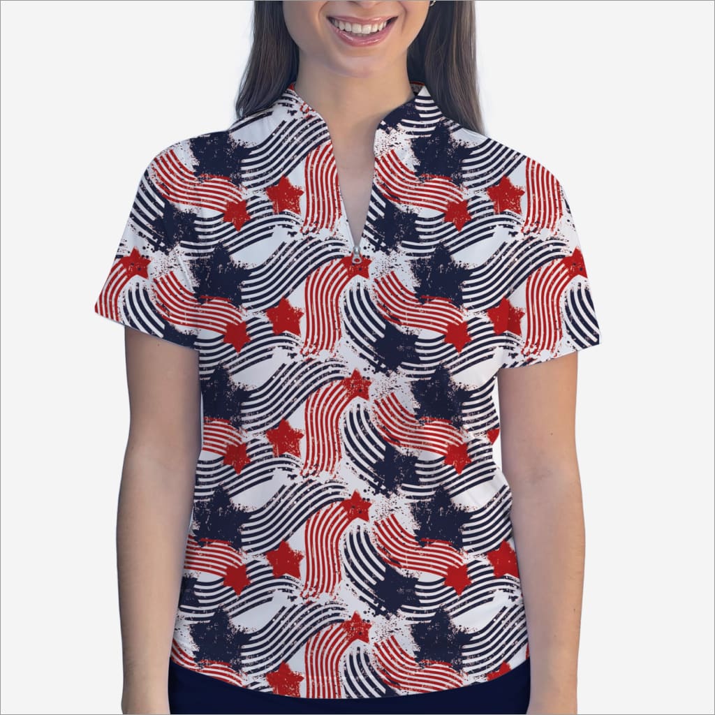 STAR SPANGLED POLO QUARTER ZIP TOP - Skort Obsession